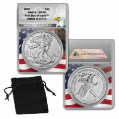 Best Pirce 👍 Coin Collector 2023 MS70 ANACS FDOI LE 9770 Silver Eagle Dollar Coin 🧨
