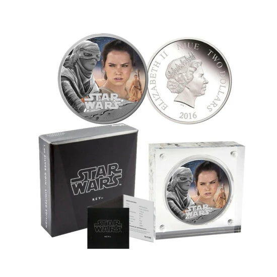 Coupon ⌛ Coin Collector Star Wars: The Force Awakens "Rey" Proof LE Colorized Silver Country Of Niue $2 Coin 😍