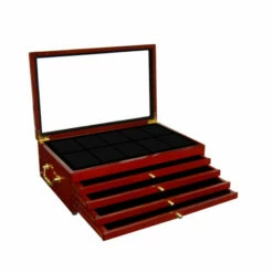 Top 10 😀 Coin Collector 4-Drawer 50 Slabbed-Coin Wooden Display Box With Handles 🌟