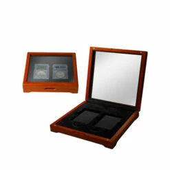 Promo 👍 Coin Collector Wooden Display Box With Window For 2 Slabbed Coins 🧨