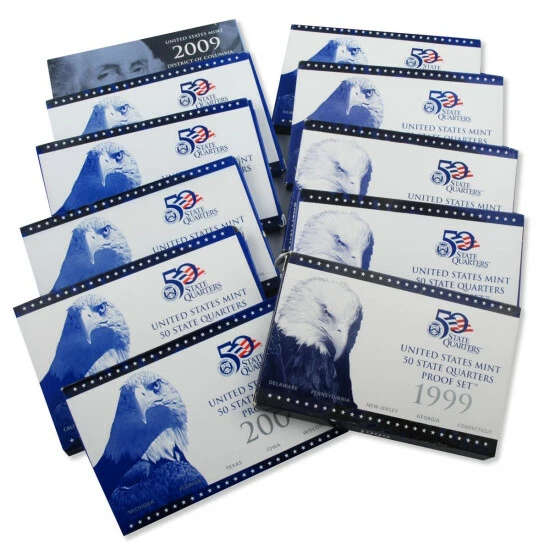 Hot Sale 😀 Coin Collector 1999-2009 Proof State Quarters In Original Government Packaging (OGP) 🎉