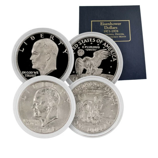Best Sale 🥰 Coin Collector 1971-1978 PDS Complete Set Of 32 Proof & Uncirculated Eisenhower Coins 👏