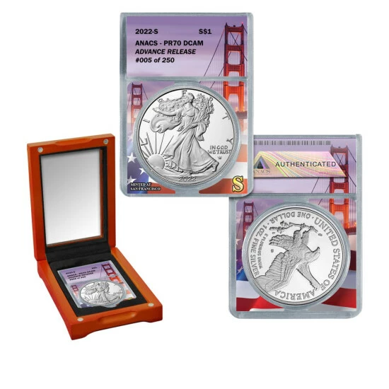 Buy π Coin Collector 2022-S PR70 DCAM Advance Release LE 250 Silver Eagle Dollar Coin π