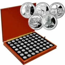 Promo 💯 Coin Collector 2010-2021 Proof S-Mint National Parks Quarters Set Of 56 In Wooden Box ✔️