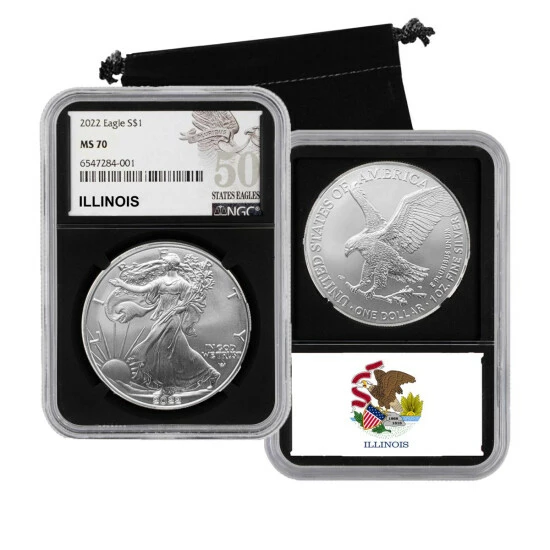 Best Pirce 😉 Coin Collector 2022 MS70 NGC 50 States Silver Eagle Series Coin - Illinois 🥰