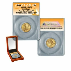 Promo 👍 Coin Collector 2023 MS70 ANACS First Day Of Issue Limited Edition 287 $5 Gold Eagle 🌟