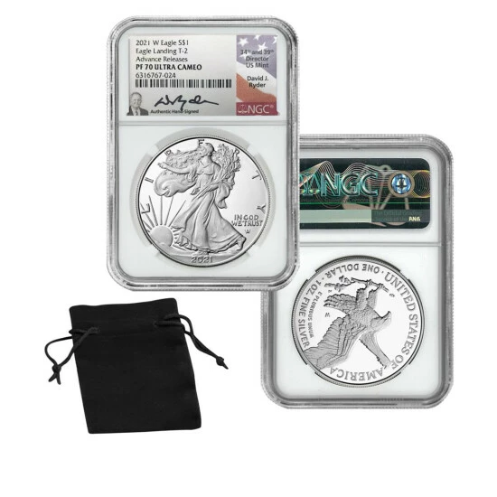 Cheap โญ Coin Collector 2021-W PF70 NGC Advance Release T-2 Silver Eagle Signed By David Ryder ๐คฉ