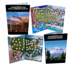 New 😀 Coin Collector State/Territorial Quarters & National Park Quarters In 2 Map Folders 👏