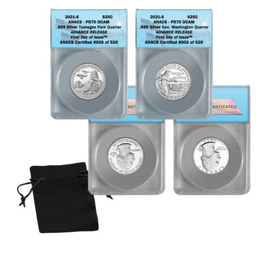 Cheap ๐ Coin Collector 2021 PF70 ANACS FDOI LE 526 Advance Release Silver Proof Set Quarters ๐คฉ