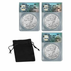 Promo ❤️ Coin Collector 2021 MS70 ANACS LE 710 P-, S- & W-Mint First Release Silver Eagle Set ✨