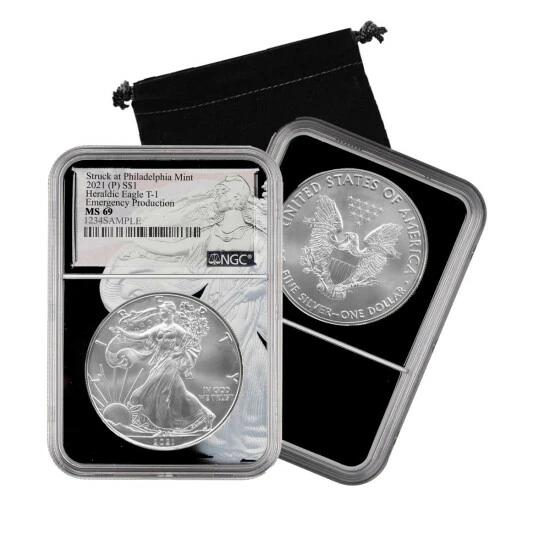New ๐ Coin Collector 2021 P-Mint MS69 NGC Type 1 Emergency Silver Eagle W/Lady Liberty Core ๐งจ