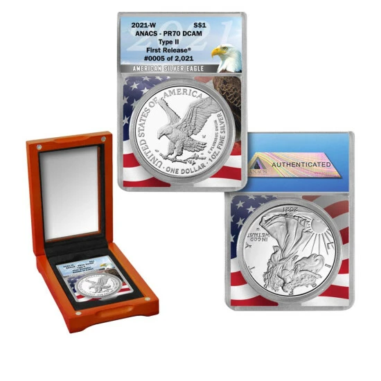 Budget ⌛ Coin Collector 2021-W PR70 DCAM ANACS First Release LE 2021 Type II Silver Eagle Coin ❤️