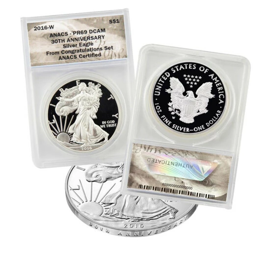 Cheap ✔️ Coin Collector 2016-W PR69 DCAM "Congratulations" 30th Anniversary Silver Eagle Coin 🔥