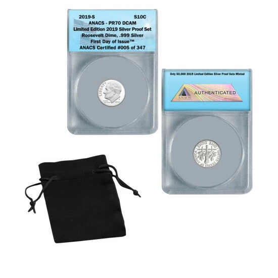 Promo ๐ Coin Collector 2019 PR70 ANACS FDOI LE 347 Roosevelt Dime From Silver Proof Set ๐ฏ
