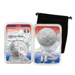 Discount 😀 Coin Collector 2023 NGCX Nearly Perfect 9.9 Silver Eagle W/Red, White, Blue Dual Core ⭐